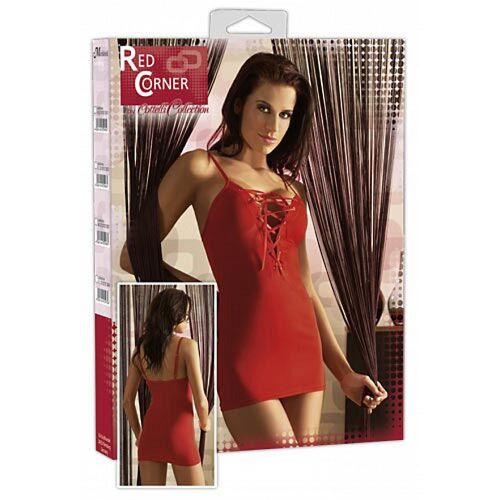 Червона міні-сукня із шнуруванням на грудях