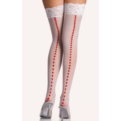 Білі панчохи з мереживом і червоними сердечками