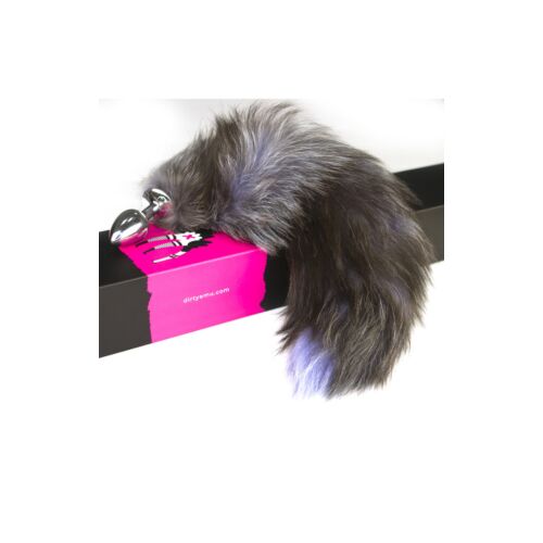 Анальна пробка з хвостом, натуральне хутро BLUE