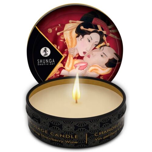 Міні-масажна свічка з ніжним ароматом суниці Shunga Erotic