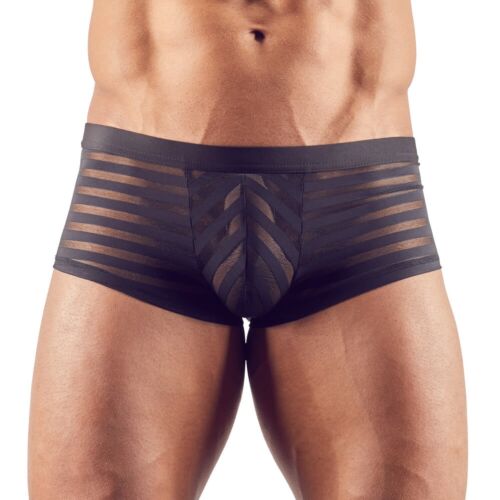 Чоловічі еротичні шорти в напівпрозору смужку Stripes чорні