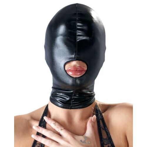 Суцільна чорна бдсм маска з прорізом для рота Wetlook
