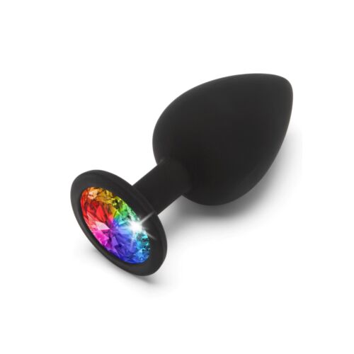 Анальна пробка Toy Joy Rainbow Booty Jewel з райдужним кристалом, чорний, Large