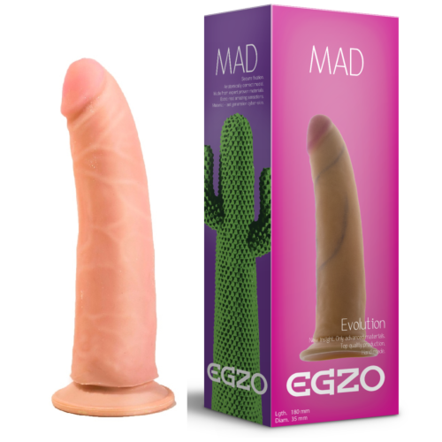 Фалоімітатор на присоскі EGZO MAD Ciberskin Powerful Lover з кібершкіри, тілесний