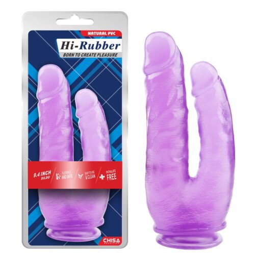 Фалоімітатор подвійний Chisa Hi-Rubber 9.4 на присосці, фіолетовий
