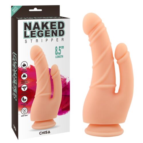 Фалоімітатор подвійний на присосці Chisa Naked Legend Stripper 8.5, бежевий
