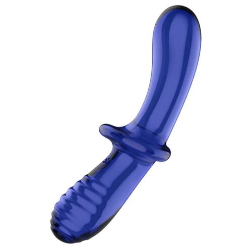 Фалоімітатор подвійний зі скла Satisfyer Double Crystal, синій