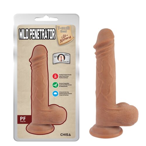 Фалоімітатор реалістичний з мошонкою на присосці Chisa T-skin ReaL Wild Penetrator, бежевий