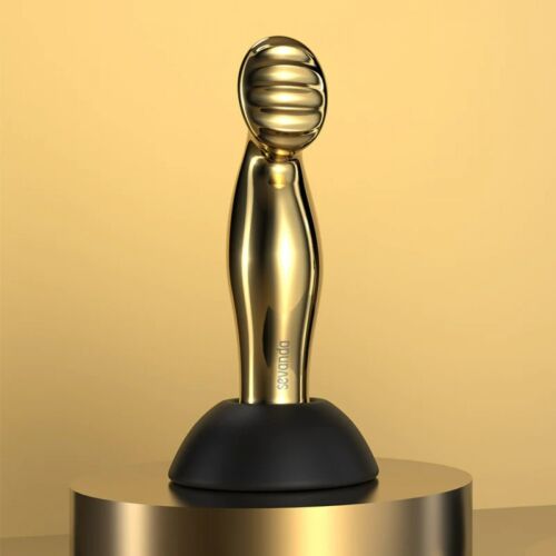 Масажер простати металевий золото з вібрацією Lockink