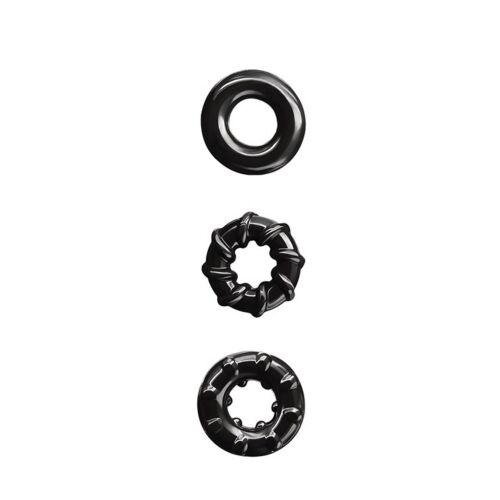 Набір ерекційних кілець NS Novelties Renegade Dyno Cock Rings, чорні, 3 шт