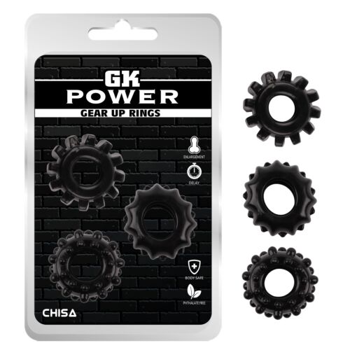 Набір ерекційних обручок Chisa GK Power Cock Rings Set, чорні, 3 шт.
