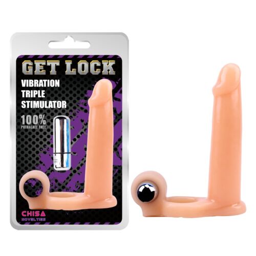 Насадка для подвійного проникнення Chisa Get Lock Vibration з вібрацією та ерекційним кільцем