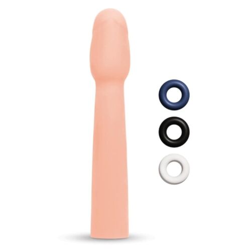 Насадка на пеніс Size-Up Penis Entender з 3 ерекційними кільцями в наборі, бежева