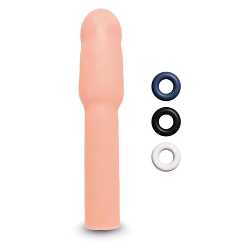 Насадка на пеніс Size-Up Penis Extender з 3 ерекційними кільцями в наборі, бежева