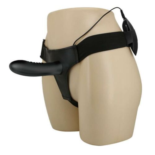 Чорний вібро-страпон для чоловіків з подовженням +6 см Myron