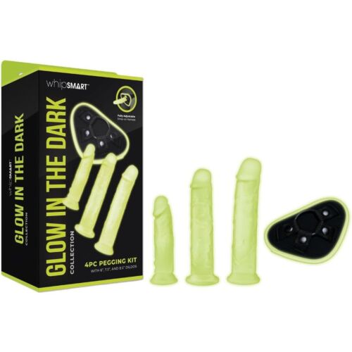 Страпон з 3 насадками Whipsmart Glow in the Dark світиться в темряві