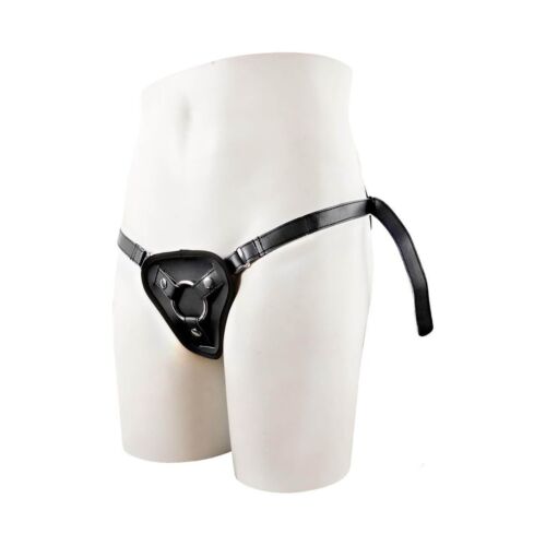 Трусики для страпону з 2 кільцями STRAPON BLACK PU HARNESS
