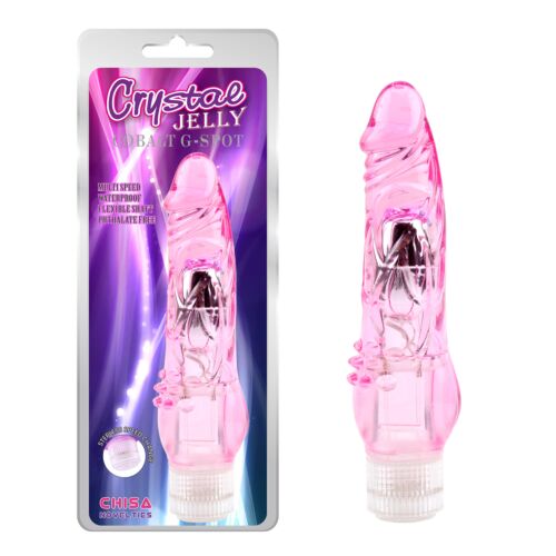 Вібратор із додатковою стимуляцією клітора Chisa Crystal Jellie на батарейках, рожевий