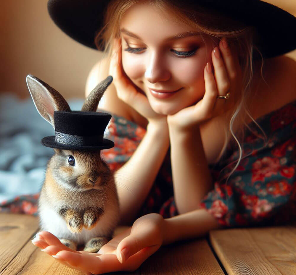 кролик з жінкою